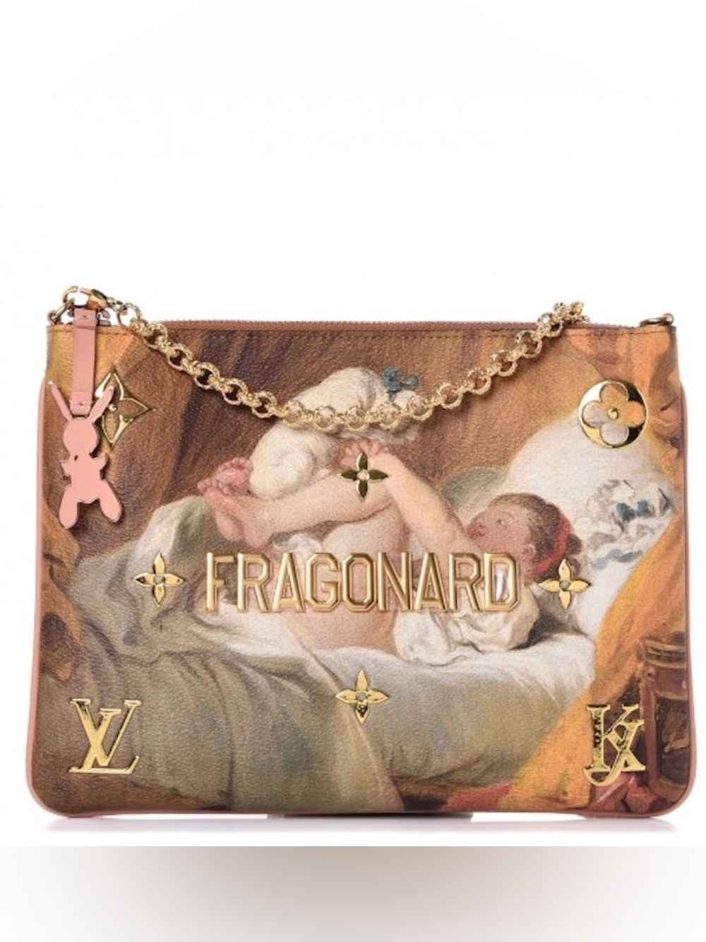 Louis Vuitton Pochette Clutch Limited Edition Jeff Koons Fragonard Print Canvas